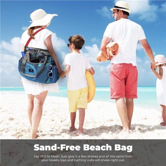 Mesh Beach Bag with Zipper - Extra Large Beach Tote Bag – Pool Bag - Picture 4 of 7